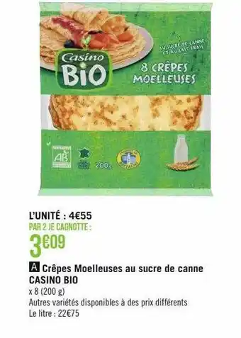 Géant Casino Crêpes moelleuses au sucre de canne casino bio offre