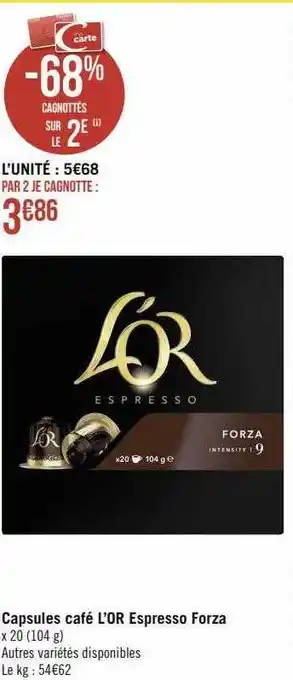 Géant Casino Capsules café l'or espresso forza offre