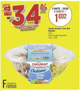 Géant Casino Salade océane thon œuf daunat offre