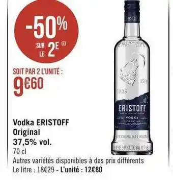Géant Casino Vodka eristoff original 37,5% vol. offre
