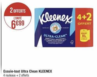 Géant Casino Essuie-tout ultra clean kleenex offre