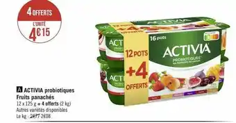 Géant Casino Activia probiotiques fruits panachés offre