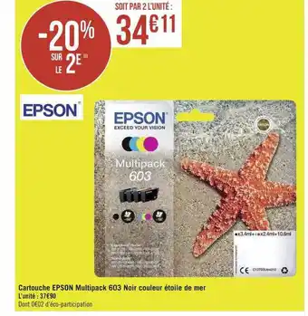 Géant Casino Cartouche epson multipack 603 noir couleur étoile de mer offre