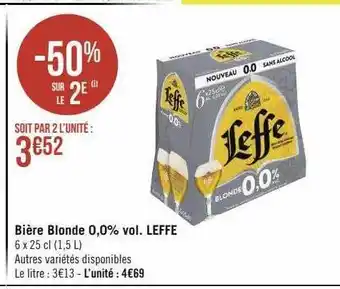 Géant Casino Bière blonde 0,0% vol. leffe offre