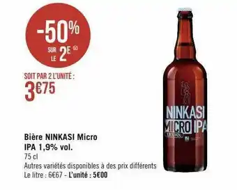 Géant Casino Bière ninkasi micro ipa 1,9% vol. offre