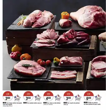 Géant Casino Porc longe entière découpée sans filet mignon, porc jambon entier avec os, porc côte ou côte échine, porc rouelle de jambon a offre