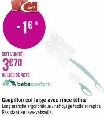 Géant Casino Goupillon col large avec rince tétine bébé confort offre