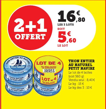 Hyper U Thon Entier Au Naturel Petit Navire offre