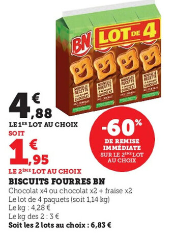 Hyper U Biscuits Fourres BN offre