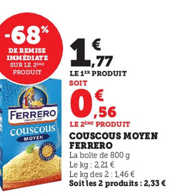 Hyper U Couscous Moyen Ferrero offre