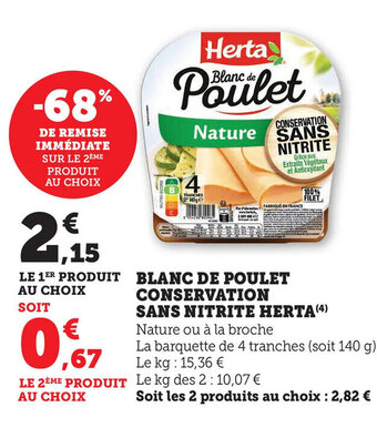 Hyper U Blanc De Poulet Conservation Sans Nitrite Herta offre