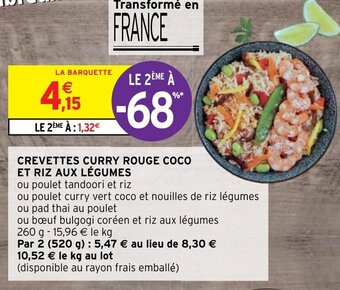Intermarché Crevettes Curry Rouge Coco et Riz Aux Légumes offre