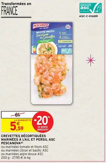Crevettes Décortiquées Marinées a L'Ail et Persil ASC Pescanova