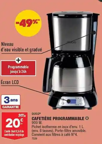 ALDI Cafetière programmable quigg offre