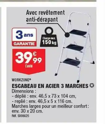ALDI Escabeau en acier 3 marches workzone offre