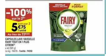 Leader Price Capsules lave-vaisselle fairy tout en 1 plus offre