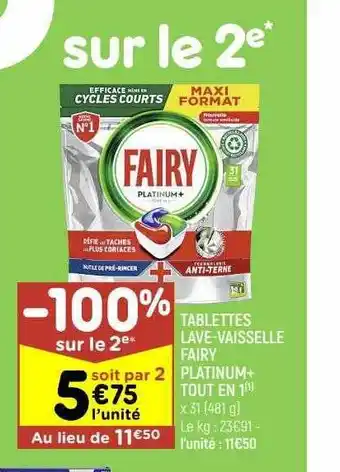 Tablettes lave-vaisselle fairy platinum+ tout en 1