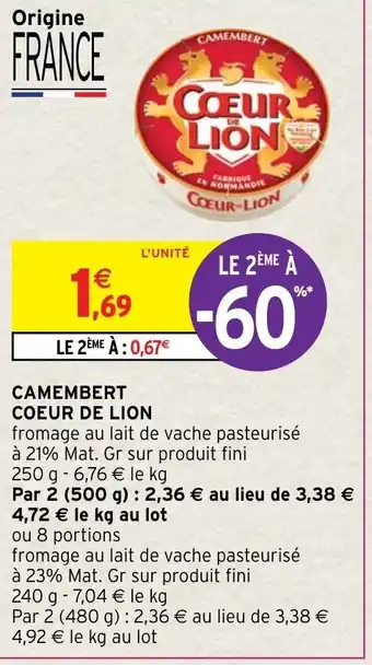 Intermarché Camembert Coeur de Lion offre