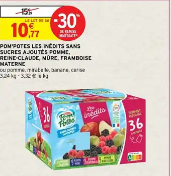 Intermarché Pom'Potes Les Inédits Sans Sucres Ajoutés Pomme, Reine-Claude, Mûre, Framboise Materne offre