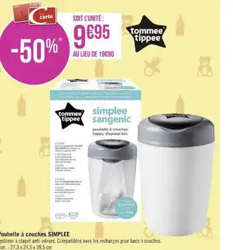 Géant Casino Poubelle à couches simplee tommee tippee offre
