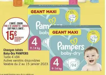 Géant Casino Changes bébés baby-dry pampers offre