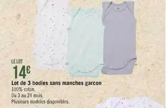 Géant Casino Lot de 3 bodies sans manches garçon offre