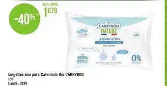 Géant Casino Lingettes eau pure calendula bio carryboo offre