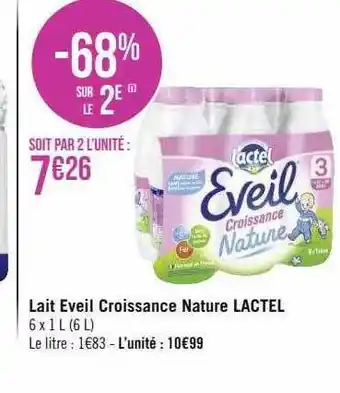 Géant Casino Lait éveil croissance nature lactel offre