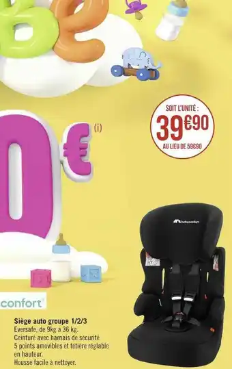 Géant Casino Siège auto groupe 1-2-3 bebeconfort offre
