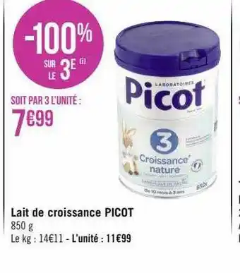 Géant Casino Lait de croissance picot offre