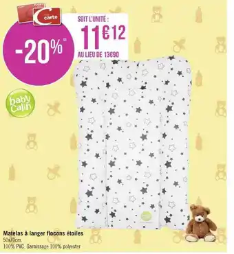 Géant Casino Matelas à langer flocons étoiles baby calin offre