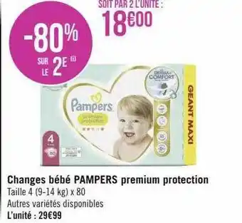 Géant Casino Changes bébé pampers premium protection offre