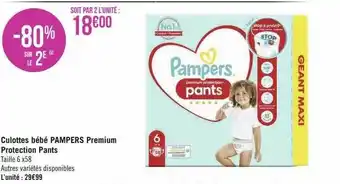 Géant Casino Culottes bébé pampers premium protection pants offre