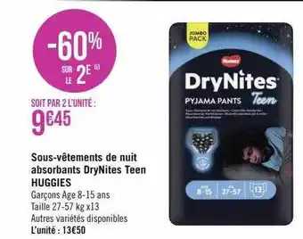 Géant Casino Sous-vêtements de nuit absorbants drynites teen offre