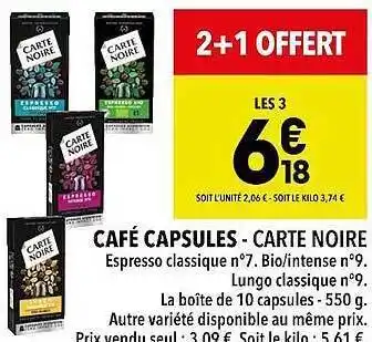 Café capsules carte noire