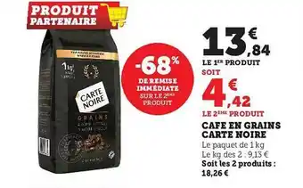 Super U Café en grain carte noire offre