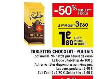 Tablettes chocolat poulain