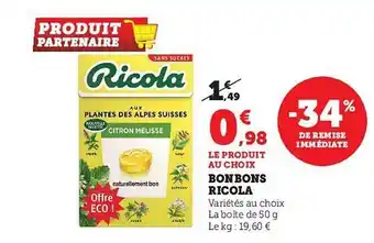 Super U Bonbons ricola offre
