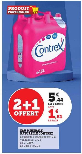 Super U Eau minérale naturelle contrex offre
