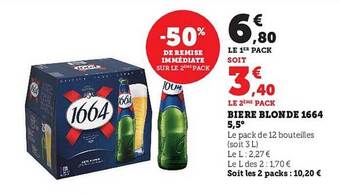 Super U Bière blonde 1664 offre