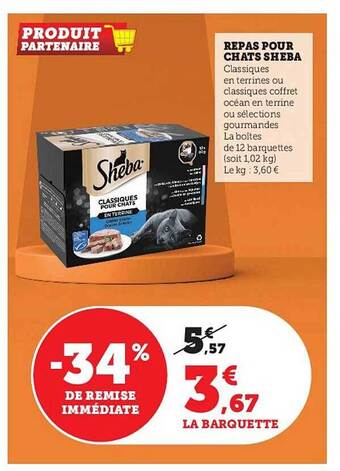 Super U Repas pour chats sheba offre