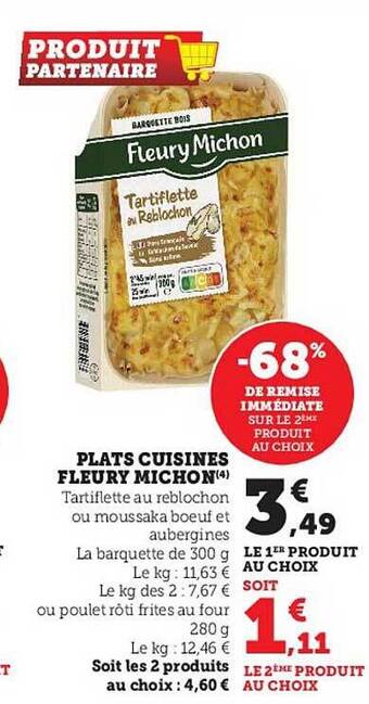 Super U Plats cuisinés fleury michon offre