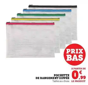Super U Pochette de rangement zippée offre