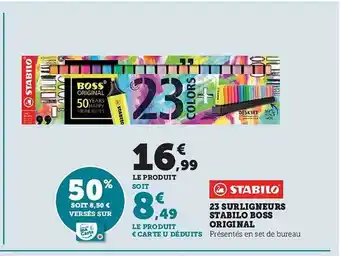23 surligneurs stabilo boss original