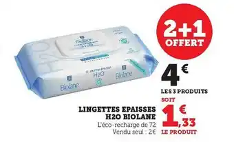 Super U Lingettes épaisses h20 biolane offre