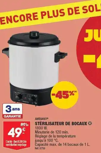 ALDI Stérilisateur de bocaux ambiano offre