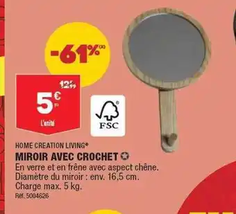 ALDI Miroir avec crochet home creation living offre