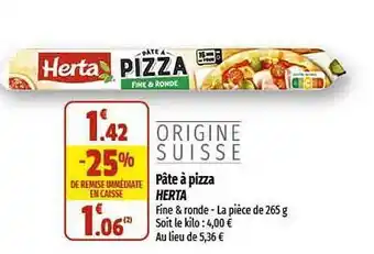 Coccimarket Pâte à pizza herta offre
