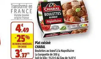 Coccimarket Plat cuisiné charal offre