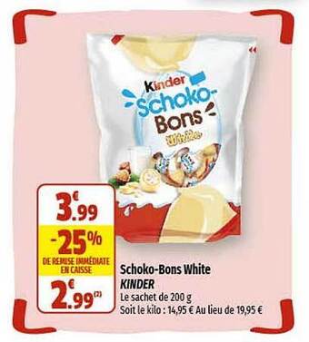 Coccimarket Schoko-bons white kinder offre